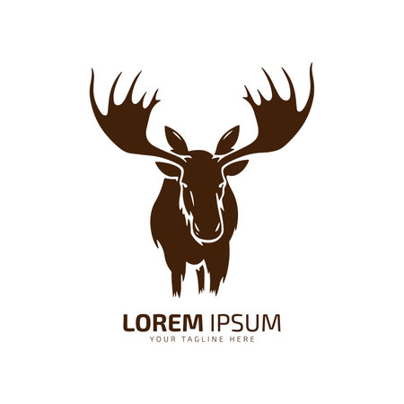 minimal and abstract moose logo fur icon deer silhouette vector isolated designのイラスト素材