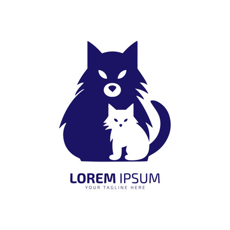 minimal and abstract cat logo kitten icon dog silhouette vector isolated designのイラスト素材