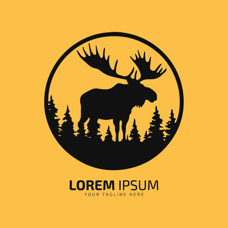 moose logo fur icon deer silhouette vector isolated design standing in circleのイラスト素材