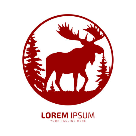 moose logo fur icon deer silhouette vector isolated design red logoのイラスト素材