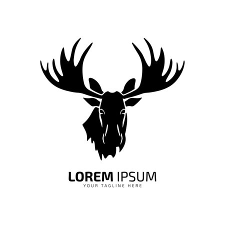 moose logo fur icon deer silhouette vector isolated design on white backgroundのイラスト素材