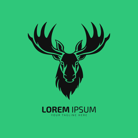 moose head logo fur icon deer silhouette vector isolated designのイラスト素材