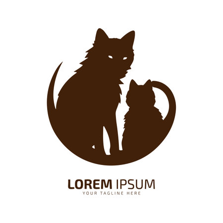 minimal and abstract cat logo kitten icon dog silhouette vector isolatedのイラスト素材