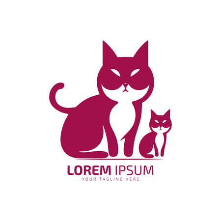 minimal and abstract cat logo with kitten icon dog silhouette vector isolated designのイラスト素材