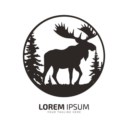 moose logo fur icon deer silhouette vector isolated design animalsのイラスト素材