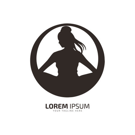 Abstract logo of yoga icon exercise vector meditation silhouette isolated designのイラスト素材