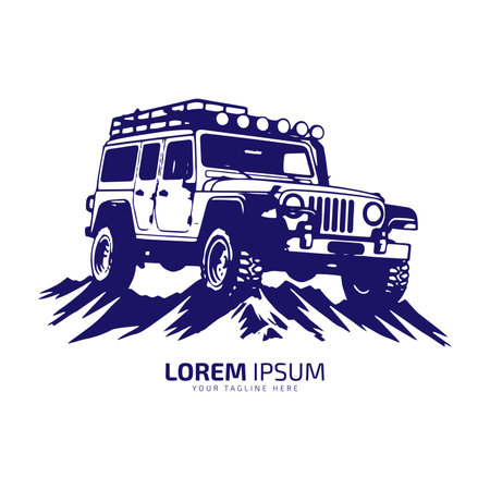 Abstract logo of jeep icon off road vector car silhouette isolated designのイラスト素材