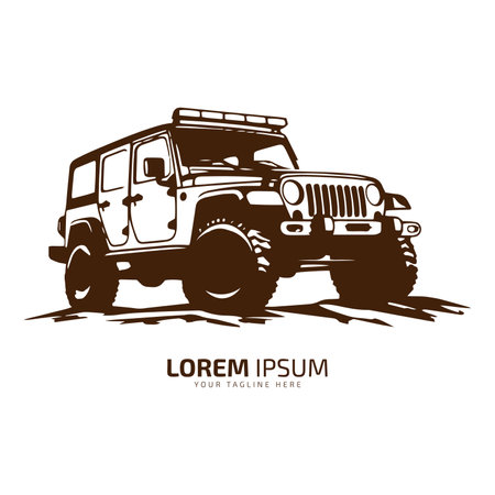 Minimal and abstract logo of jeep icon off road vector car silhouette isolated design templateのイラスト素材