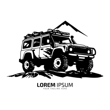 Minimal and abstract logo of jeep icon off road vector car silhouette designのイラスト素材
