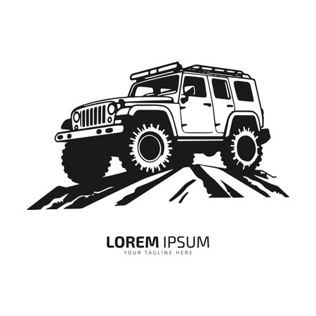 Minimal and abstract logo of jeep icon off road vector car silhouette isolated design auto jeepのイラスト素材