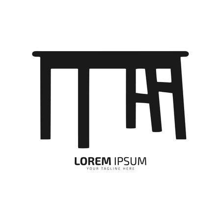 Minimal and abstract logo of desk icon table vector office table silhouette isolated restaurant tableのイラスト素材