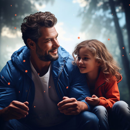 Happy family cooking together. Father and daughter or son loving having fun at home. Generative AIの素材