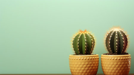 Cactus in a pot on a blue background. Minimal style. plant concept Generative AIの素材
