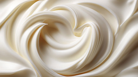close up of white whipped cream or milk cream swirl texture for background use with copy space Generative AIの素材