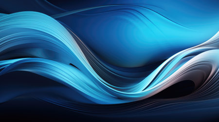A photo of abstract wavy shape blue light or dark background Generative AIの素材