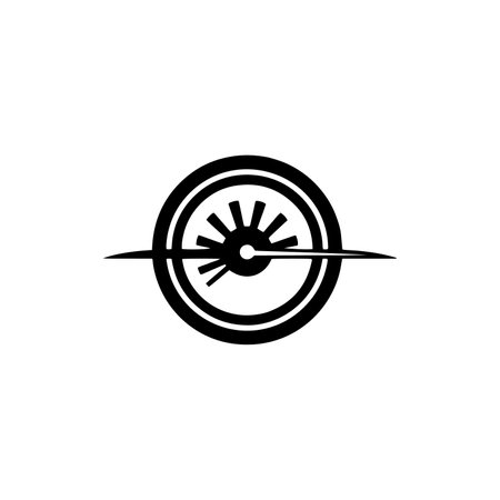A logo of speed meter icon design vector speedometer silhouette car speedmeter isolated on white background.のイラスト素材