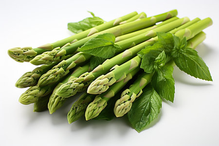 Asparagus on white background Generative AIの素材