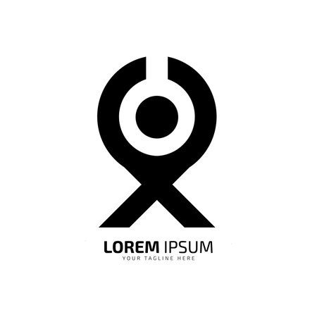 Alphabet letter O X, and U X or X U or O minimal and negative space logo vector iconのイラスト素材