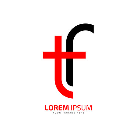 Alphabet letter T F, and TF or FT minimal and negative space logo vector iconのイラスト素材