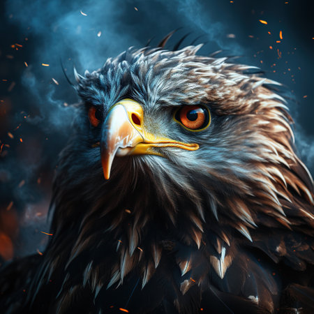 Picture of Beautiful image of a bald eagle animal with fire flame ready for hunting Generative AIの素材