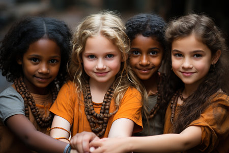 Innocent Laughter Photo Capturing the Realistic Joyful Expressions of Little Friends Generative AIの素材