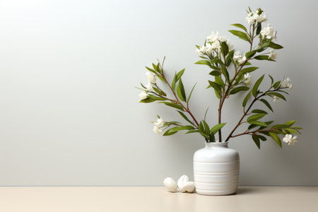 Artful Tranquility Realistic White Background for Modern Living Generative AIの素材
