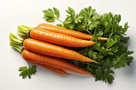 Fresh Vegetable Snapshot Realistic Carrot Photo with Leaves Generative AIの素材