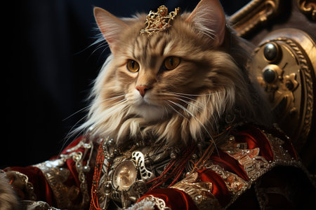 Majestic Meow Cat Dressed as a Princess in Abstract Generative AIの素材