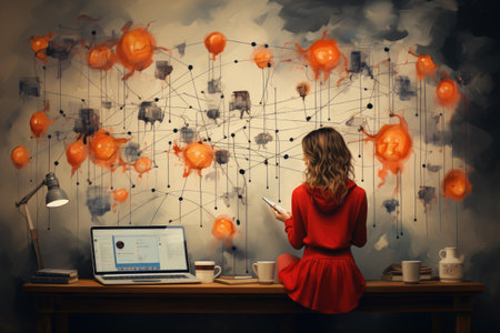 Friendship Canvas Realism in a Concept Depicting a Social Network, Enhanced with Hand Drawn Elements Generative AIの素材
