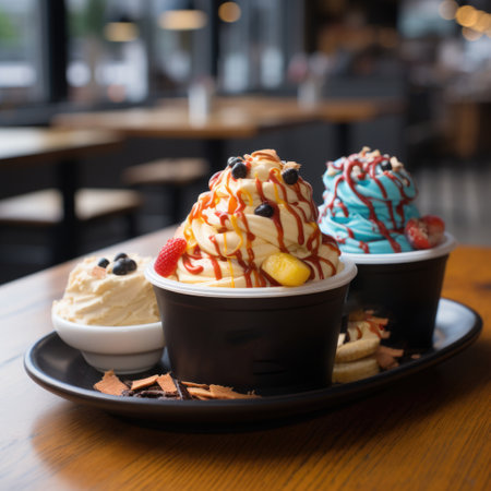 Gastronomic Temptation Realistic Image Featuring Ice Cream in a Cup Generative AIの素材