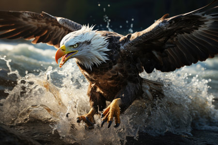Photo of Beautiful Sea Realistic Eagles, Hawk Flying, Ready for Hunting Generative AIの素材