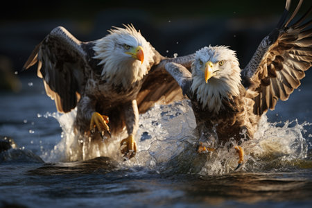 Realistic Eagles Ready for Hunting Fish Beautiful Image Generative AIの素材