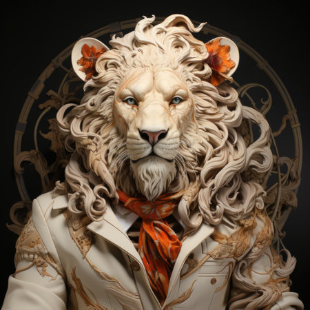 Contemporary Art College a Man Lion in Realistic Night View Photo with Paint Coat Generative AIの素材