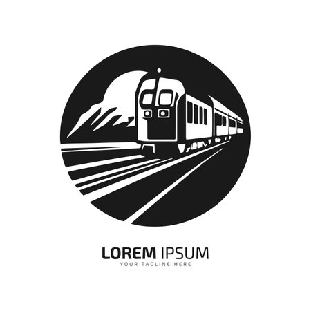 A logo of black train icon abstract rail vector silhouette on white backgroundのイラスト素材