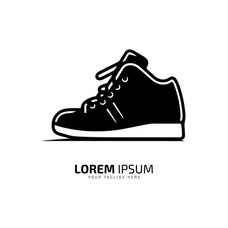 A logo of black shoe icon abstract boot vector silhouette on white backgroundのイラスト素材