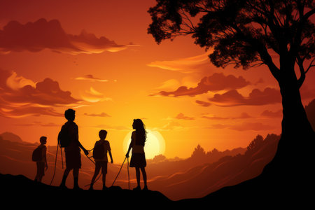 Boyfriend and Girlfriend Realistic Photo of Happy Friendship Day Design at Sunset Generative AIの素材