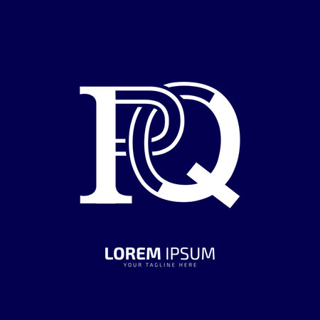 Alphabet letter P Q, logo icon vector PQ or QP minimal and negative space minimal vectorのイラスト素材