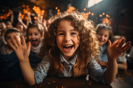 Realistic Image of Friends Enjoying Happy Teachers Day Joyful Classroom Generative AIの素材