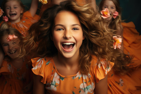 Friends Celebrate Happy Teachers Day Realistic Image of Joyful Classroom Generative AIの素材