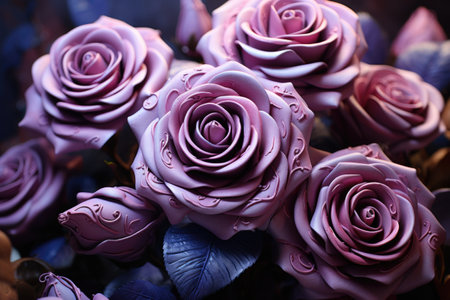 A photo of Purple roses on purple background Generative AIの素材
