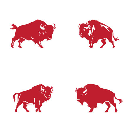 Aggressive Bull Logo Icon Set. Premium Vector Design Illustration. Red Bull logo set on white backgroundのイラスト素材