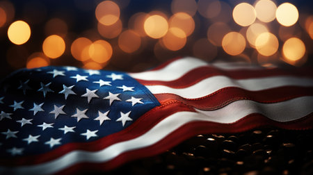 Us Flag waving Happy martin luther king day art bokehの素材