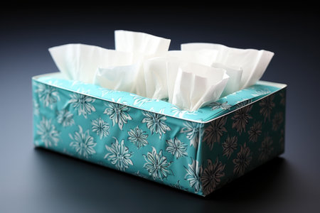 Tissues pack copy space for text on black background Generative AIの素材