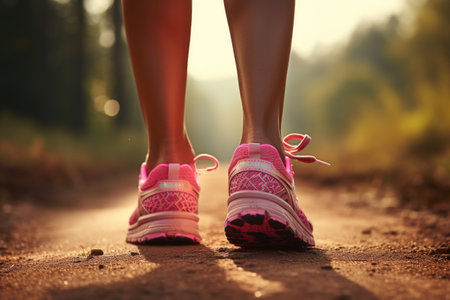 A photo of woman pink shoes Generative AIの素材