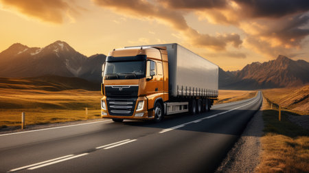 A photo of truck on road Generative AIの素材