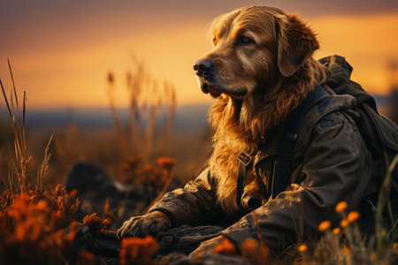 A shot of brown dog german shepherd Generative AIの素材