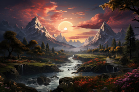 Beautiful Landscape view Generative AIの素材