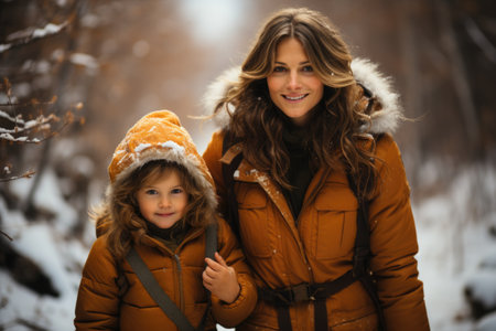 An image of woman with his daughter going to school Generative AIの素材