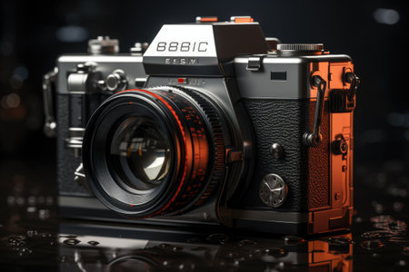 Digital Camera new and modern design black background Generative AIの素材
