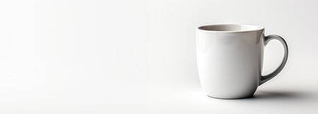 Empty white cup isolated on white background with copy space for text mockup Generative AIの素材